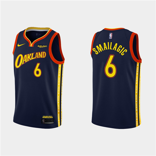 Men's Golden State Warriors #6 Alen Smailagic Navy NBA 2020-21 City Edition Stitched Jersey Men's Golden State Warriors #6 Alen Smailagic Navy NBA 2020-21 City Edition Stitched Jersey